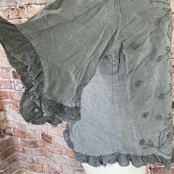 Advanced Apparrels Blouse Button Down V-Neck Distressed Gray Sz XXL - Picture 4 of 12